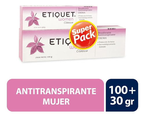 Etiquet Women Desodorante Clásico Crema 100 + 30 Gr. Fragancia Original