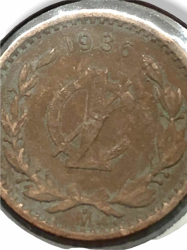 Antigua Moneda De 1 Centavo De Cobre De México Año 1936 (Usado)