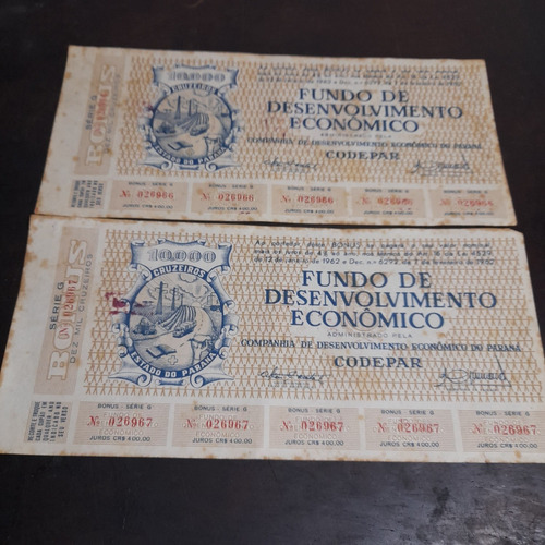 Imagem 1 de 6 de Obrigação Ao Portador Codepar Paraná 2 Unidades