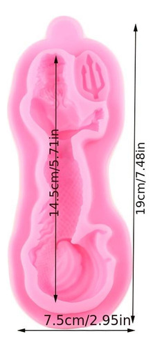 Molde Silicona Triton Sirena Cuerpo Entero Fondant Porcelana Color Rosa