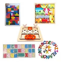 Comprar Juegos De Encastre Montessori De Madera Kit Por 5 Juegos