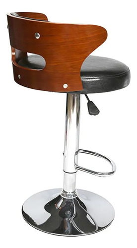 Juego De 2 Sillas Altas Giratoria Para Cocina Desayunador Piel Sintética Plateado Negro