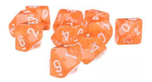 10 Conjunto De D10 Dados De Plásticos Para Rpg & Naranja