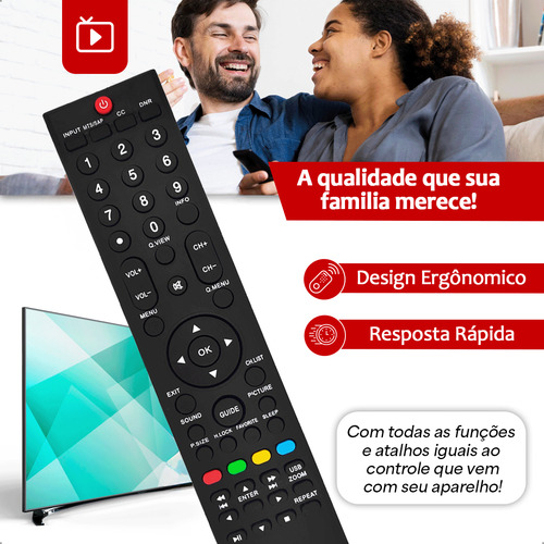 Controle Remoto De Tv Led H-buster Sky-7481 Atf-7481 Preto