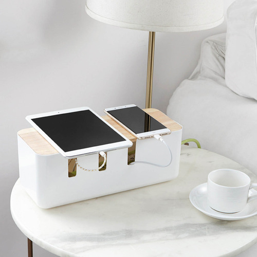 Caja Organizadora De Cables Blanca Grande, Caja Organizadora