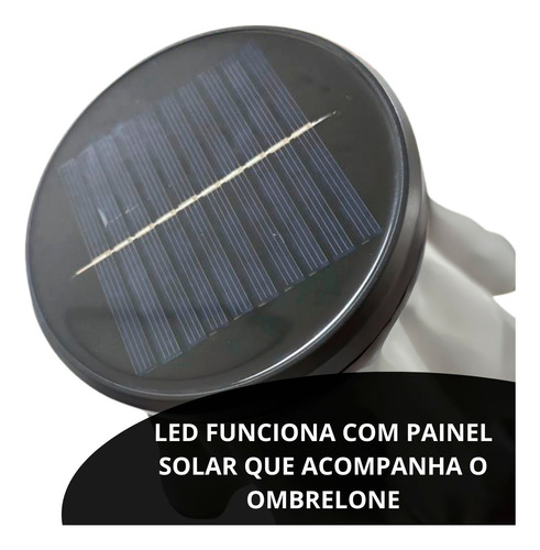 Ombrelone Articulado Led Nas Varetas 2,70m Branco Off White
