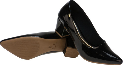 Sapato Feminino Scarpin Salto Baixo Grosso Preto | P02pt.scp