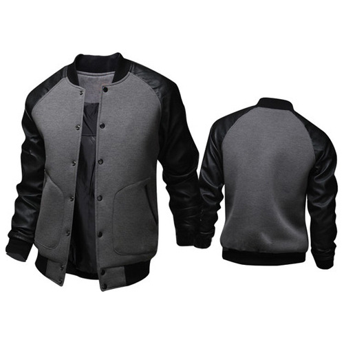 Chaqueta De Béisbol Con Mangas De Piel Para Hombre