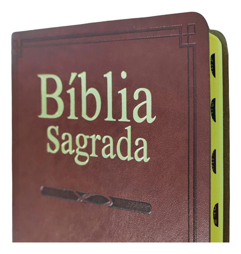 Bíblia Sagrada Nova Almeida Atualizada Capa Luxo Marrom Com Índice Lateral