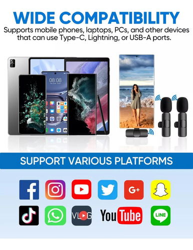 Micrãfc No De Solapa Inalámbrico Para Android/iPhone 2piezas