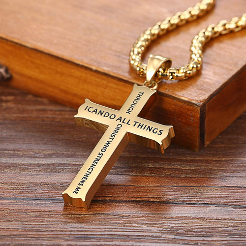 Collar Con Colgante De Cruz Cupimatch Filipenses 4:13, Joyer