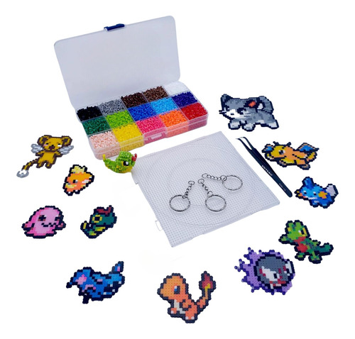 Kit Hama Beads Mini Artkal 15 Colores + Tabla,pinza,papel