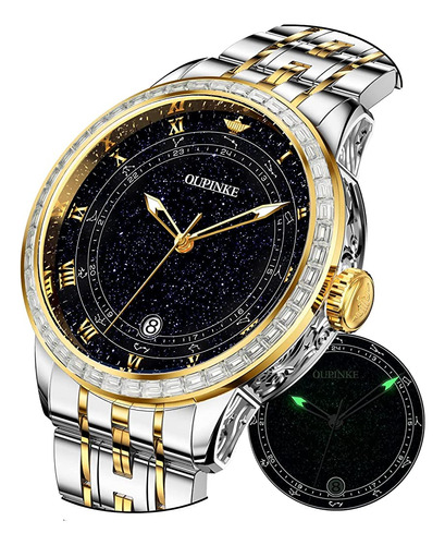 ~? Oupinke Hombres Relojes Starry Diamonds Luxury Automatic 