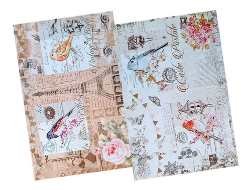Imagen 5 de 5 de Decoupage Laminas Set Pajaros Vintage Laura Craft