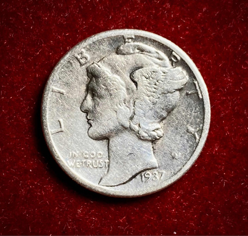 Moneda 1 Dime Estados Unidos 1937 Km 140 Plata 0.900 Liberty (Usado)