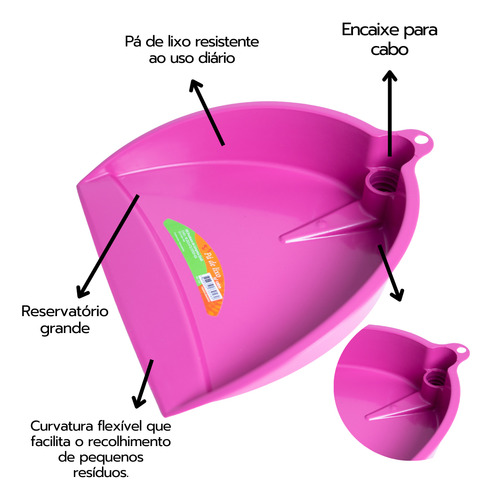 Pá De Lixo Colorida De Plástico Com Encaixe Para Cabo