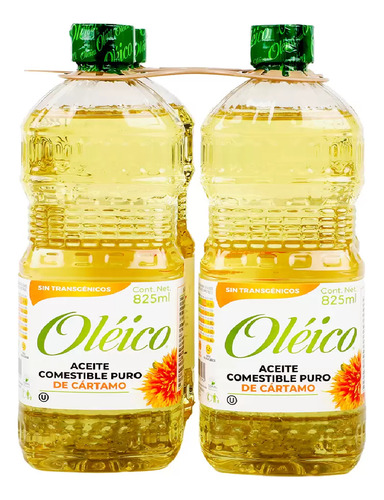 Oléico Aceite Comestible Puro De Cártamo 4pzas De 825ml