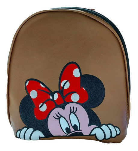 Bolsa - Mochila Para Dama, De Minnie Mouse, En Color Cafe