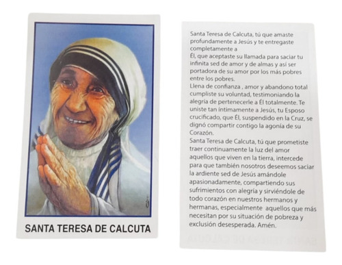 Estampas Madre Teresa De Calcuta Santa Santoral X 100 Un