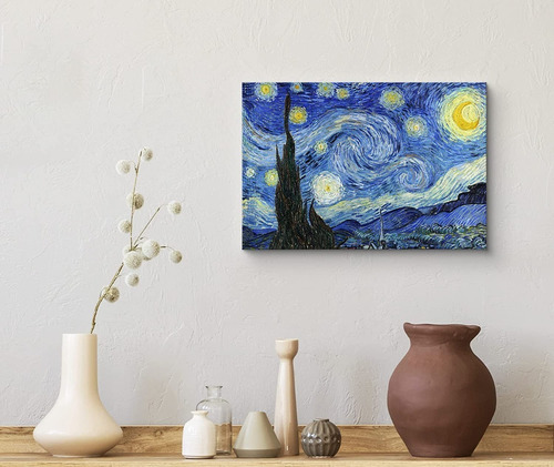 Cuadro Decorativo Noche Estrellada Van Gogh Arte 40x60cm