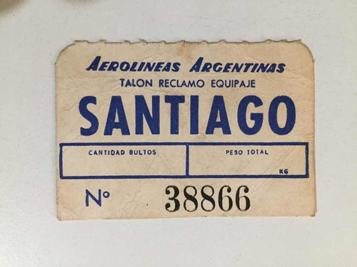 Antiguo Talón Reclamo Equpaje Aerolíneas Argentinas