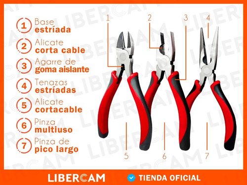 Imagen 7 de 10 de Kit Set X3 De Pinza Universal Y Alicate Reforzadas Aislada