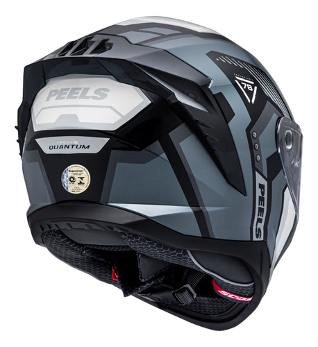 Capacete Peels Premium Com Oculos Solar Interno Mach-5 Quantum Grafite Brilho Branco Tamanho Capacete 58