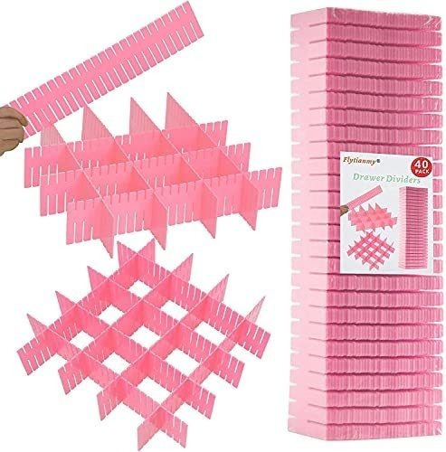 40 Organizadores Separadores Para Cajones 32x7 Cm Rosa