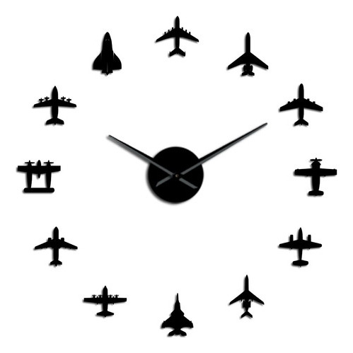 . Reloj De Pared Gigante Moderno Con Diseño De Avión De