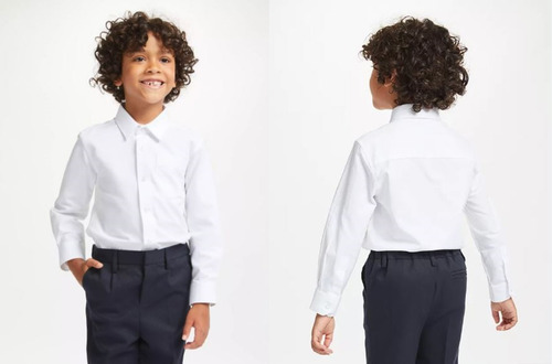 Imagen 4 de 5 de Camisa Blanca Manga Larga Cuello Corbata De Talla 4 - Xl