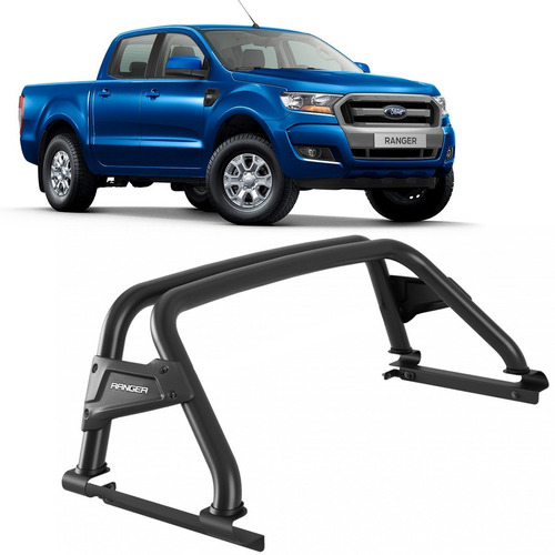 Barra Antivuelco Negra Eco V2 Doble Caño Ford Ranger 2013+ 