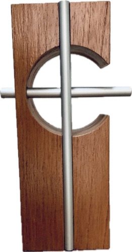 Cruz Minimalista Madera Recuperada Y Aluminio