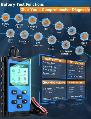Escáner Obd2 Autophix 2 En 1 Con Probador De Batería,
