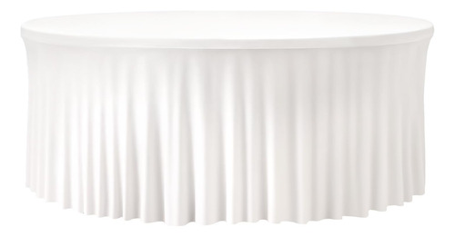 Mantel Redondo Blanco De 152 Cm Con Borde Elástico