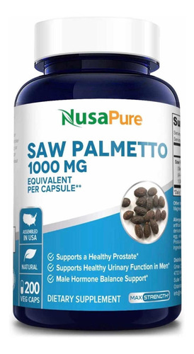 Saw Palmetto 1,000 Mg 200 Cápsulas Importado Eeuu Prostata