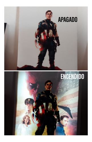 Imagen 3 de 3 de Cuadros Decorativos Con Luz Retroiluminados/ Capitan América