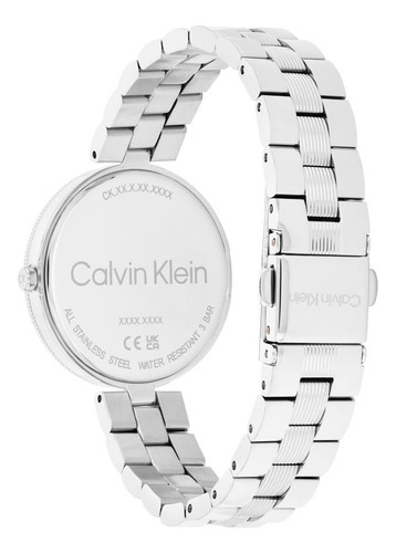Reloj Mujer Calvin Klein 25100015 Gleam Correa Plateado Bisel Plateado Fondo Rosa