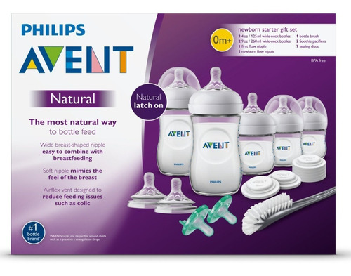 Kit Teteros Antigases Avent Natural Unisex Biberon Libre Bpa