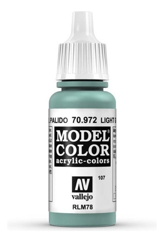 Vallejo Model Color 17ml Pintura Acrílica Color 107 Verde Azul Palido 70.972