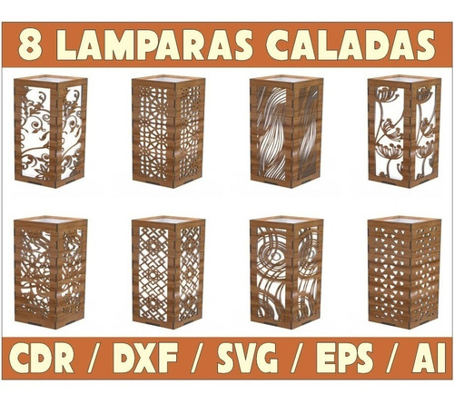 Vectores Corte Laser - Pack 8 Lamparas Caladas