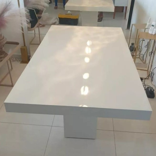 Imagen 5 de 10 de Mesa Laqueada 6/8 P Comedor Rectangular 140x100 Base Central