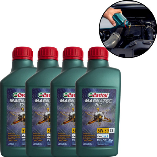 4 Litros Óleo Motor Sintético 5w30 C3 Castrol Magnatec Suv