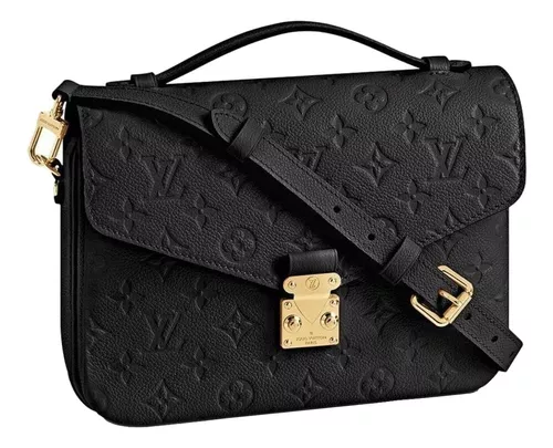 Cartera bandolera Louis Vuitton Pochette Métis diseño monogram empreinte  bicolor de cuero granulado negra y beige con correa de hombro negra asas  color negro y herrajes metal