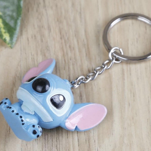 Imagen 3 de 3 de Llavero Stitch Figura Gashapon Sentado Azul Precioso Cute