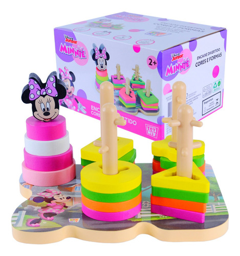 Brinquedo Didatico Disney Minnie Grande Encaixe Formas Cores Cor Colorido