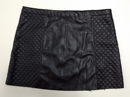 Pollera Ecocuero Minifalda Engomada Negra Talle S