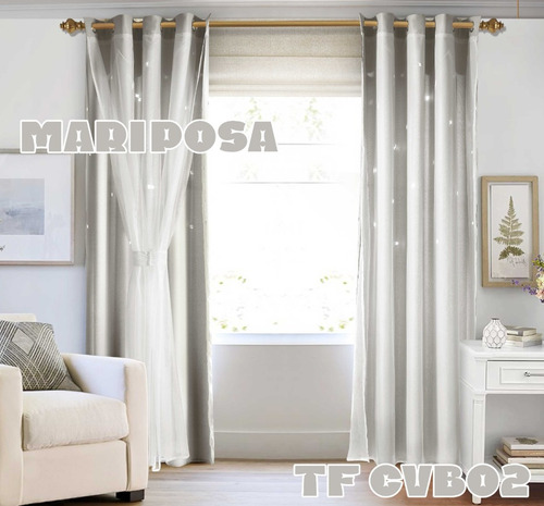 Cortinas Romantica Con Visillo 2 Paños Mariposa 230x140cm