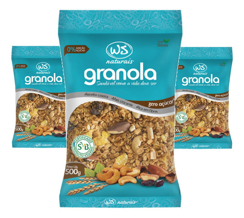 Imagem 1 de 5 de 3x Granola Zero Ws Naturais 500g