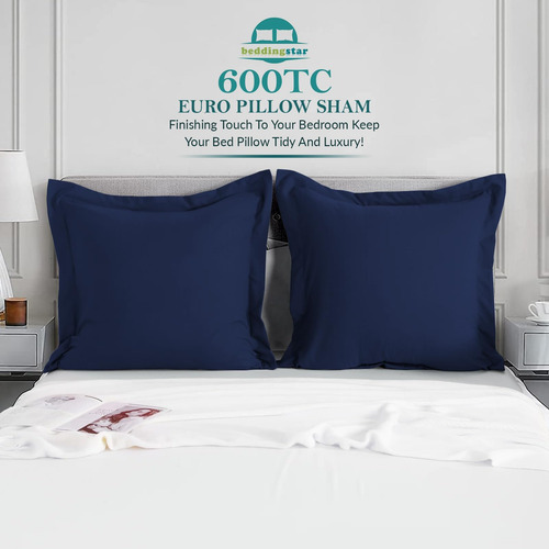 Juego De 2 Fundas Euro Sham De 28 X 28 Cm, Color Azul Marino