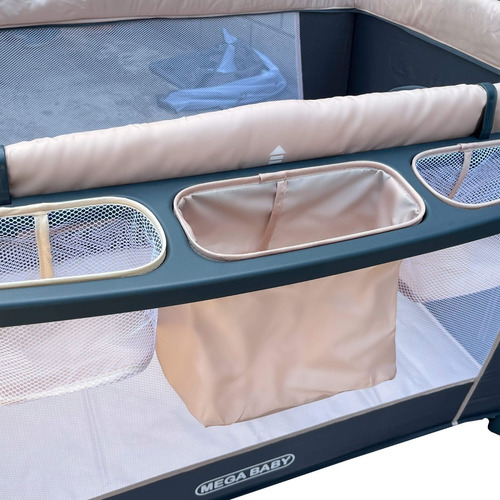 Imagen 6 de 6 de Practicuna Megababy Premium Mosquitero+luz+musica+bolso Color Beige